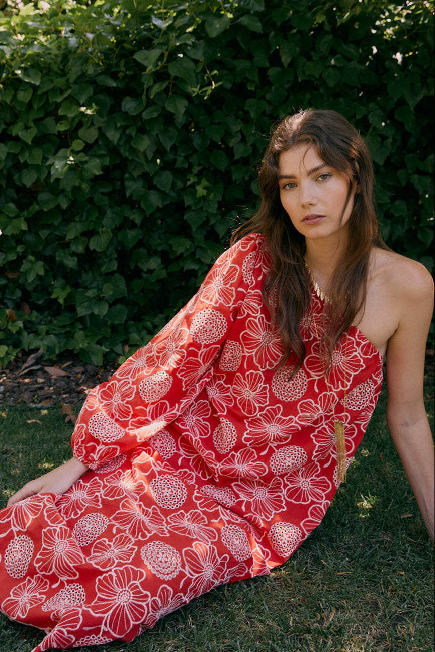Vestido LEILA bordado rojo