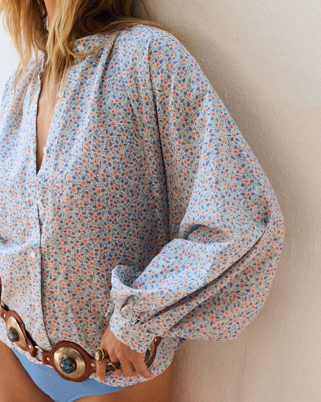 LEWIS Floral blue blouse