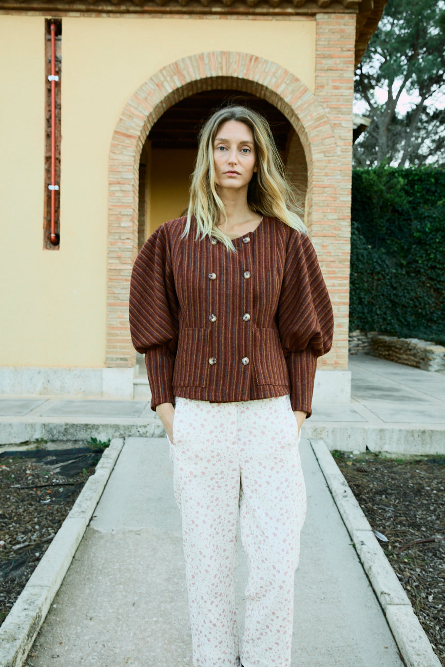 Pantalón Rayan White and red lilies