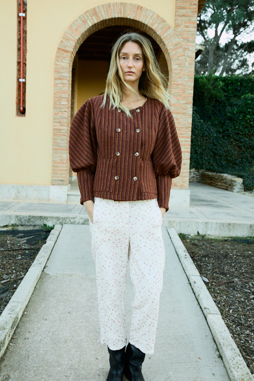 Pantalón Rayan White and red lilies