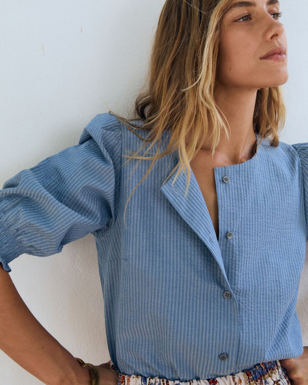 Blusa CLEO Light blue stripes