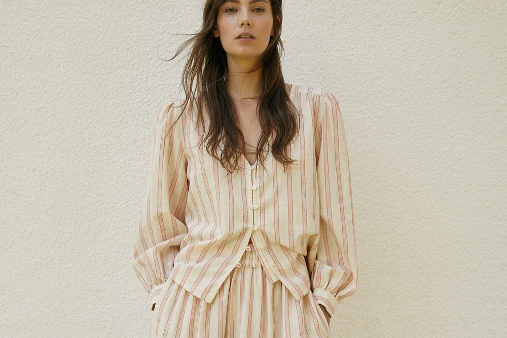 KAREN rustic striped blouse