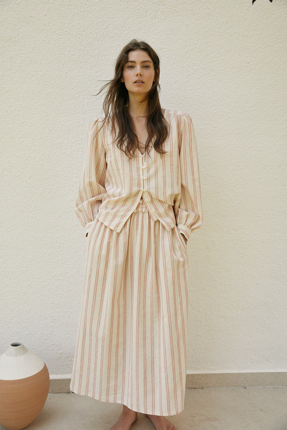 CECILIE skirt with rustic stripes