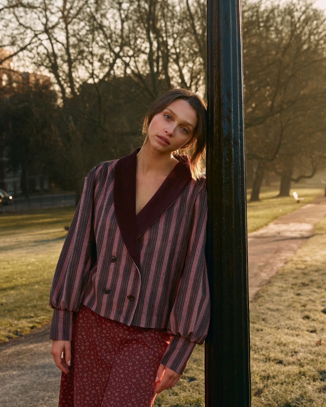 Arabela Garnet Stripes Velvet Jacket