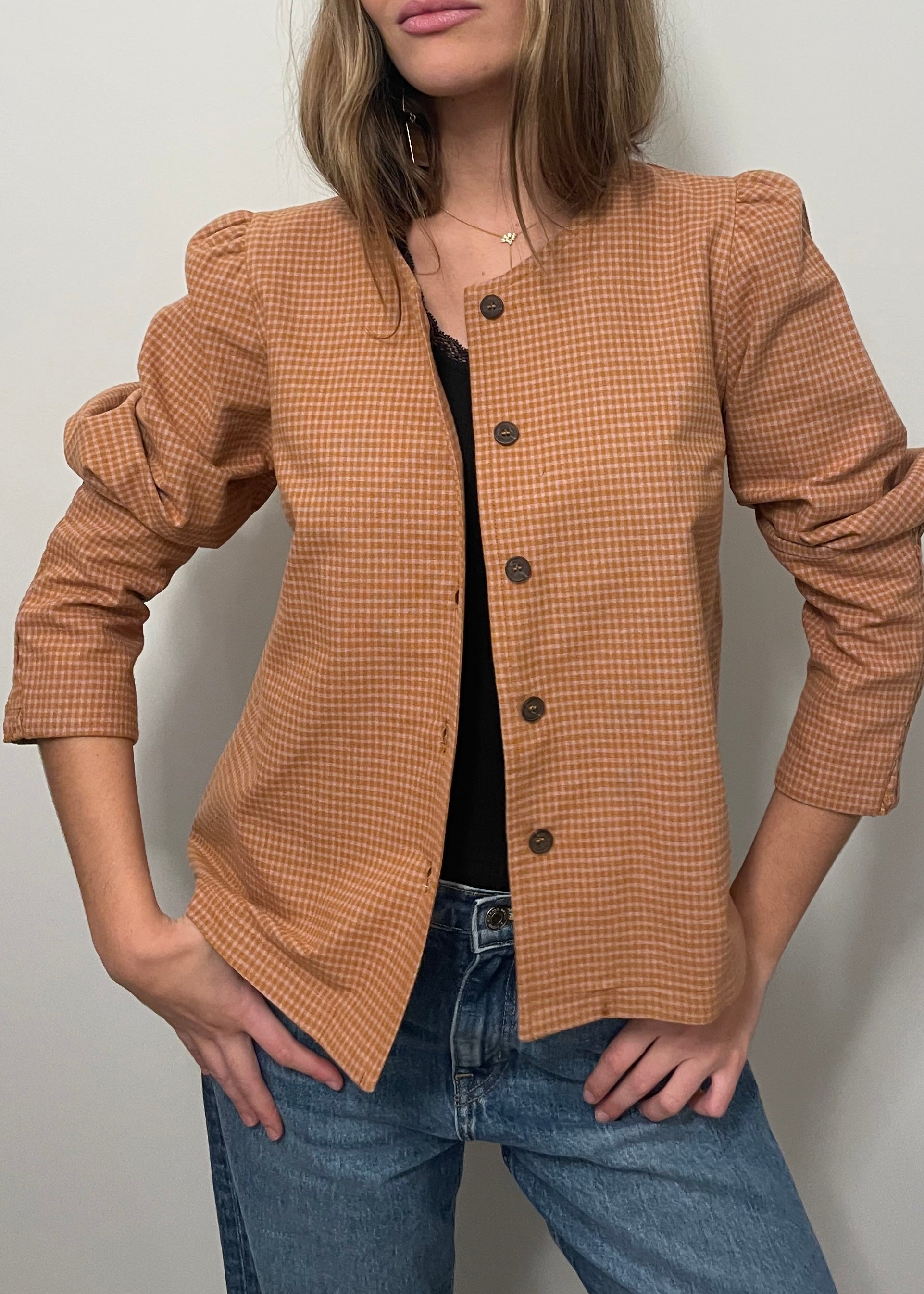 Blusa Luna moustard checks