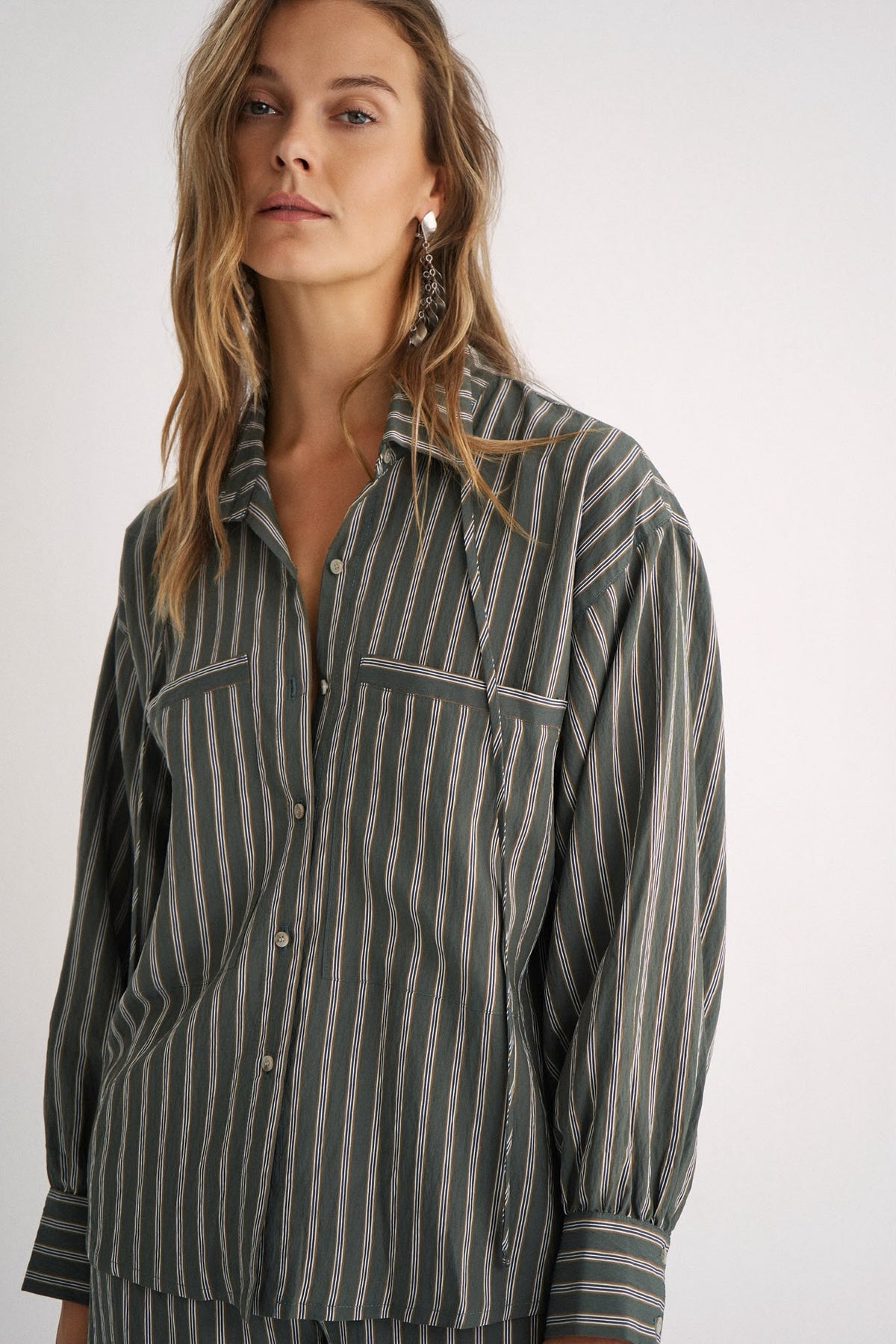 Nina Green stripes blouse
