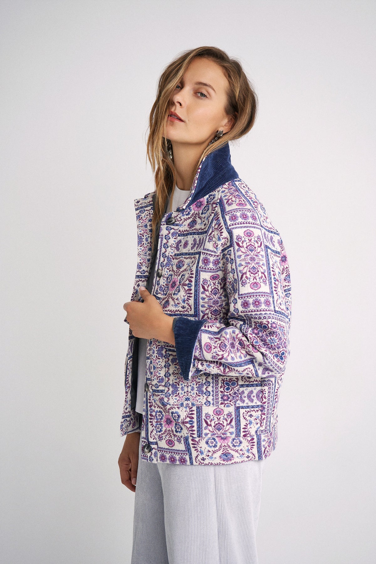 White Tapestry Bomber Jacket