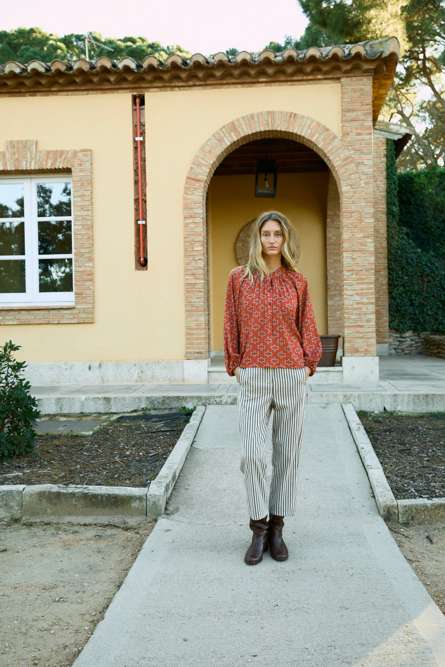 Rayan Velvet brown striped pants