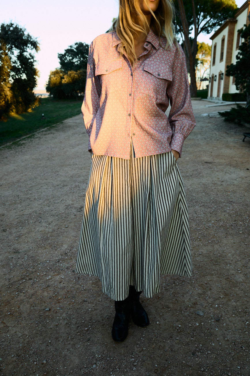Sisi Velvet brown stripes skirt