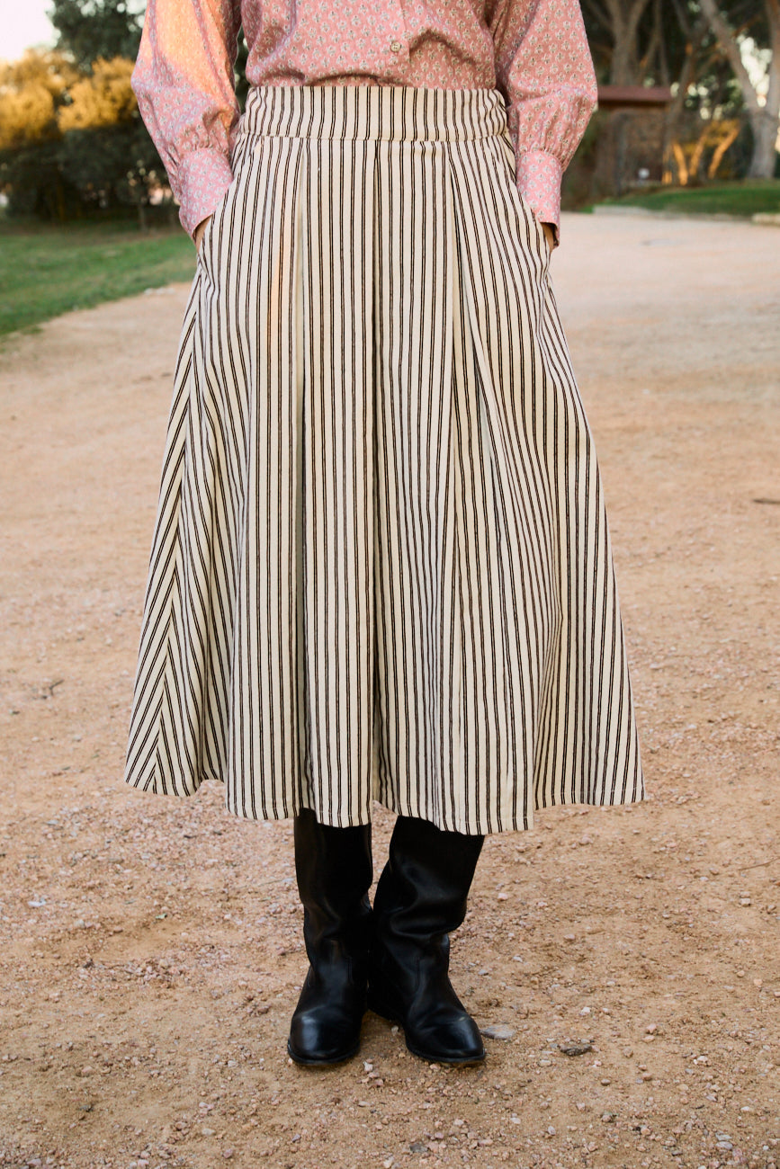 Sisi Velvet brown stripes skirt