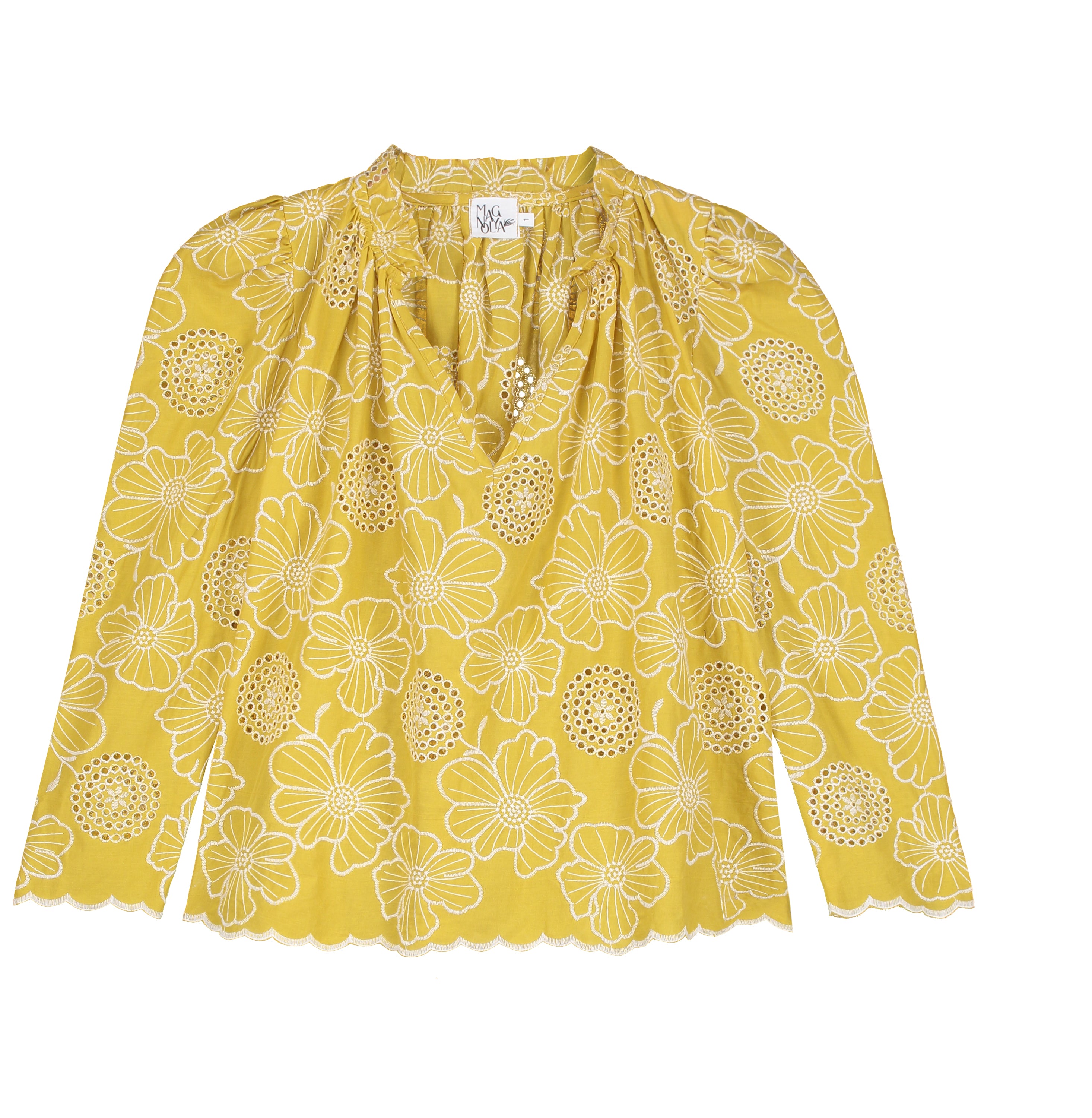 TRACEY TOP mustard embroidered blouse
