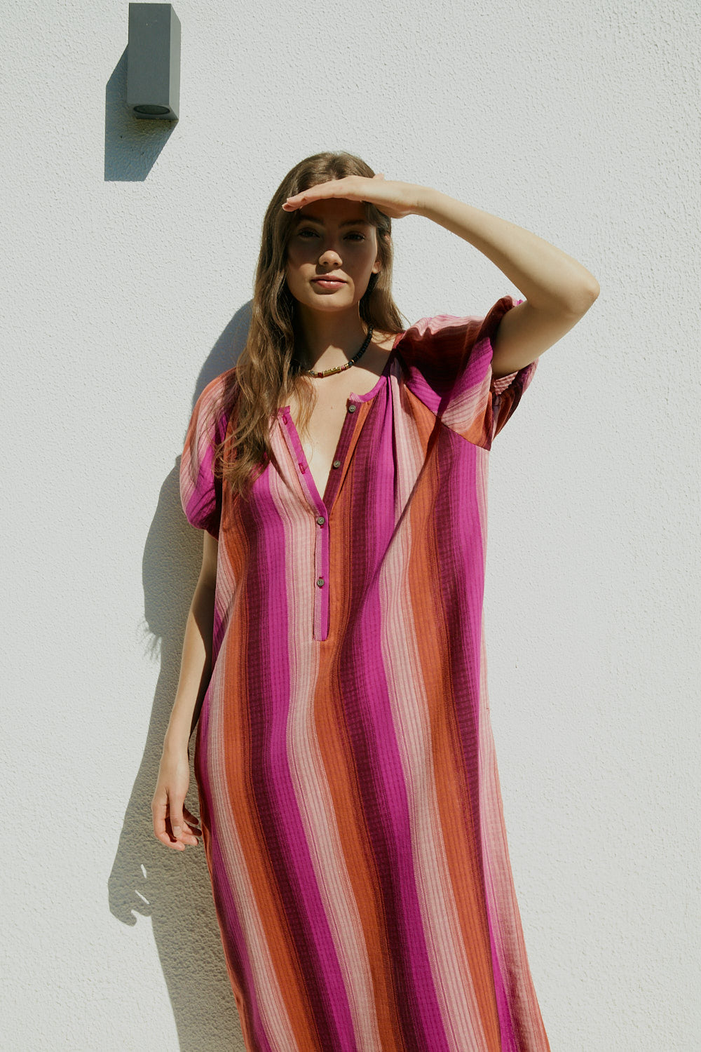 Vestido ALE rayas fucsias
