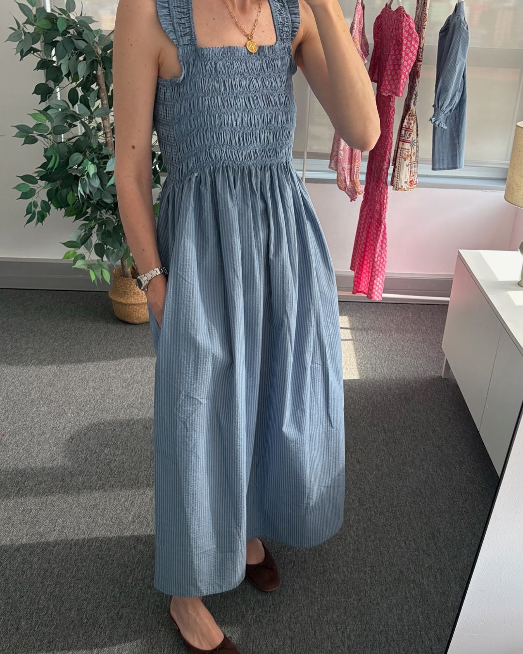 Vestido ISLA Light blue stripes