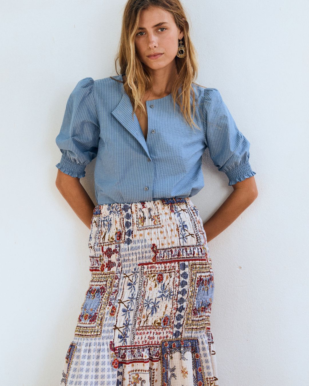 Blusa CLEO Light blue stripes