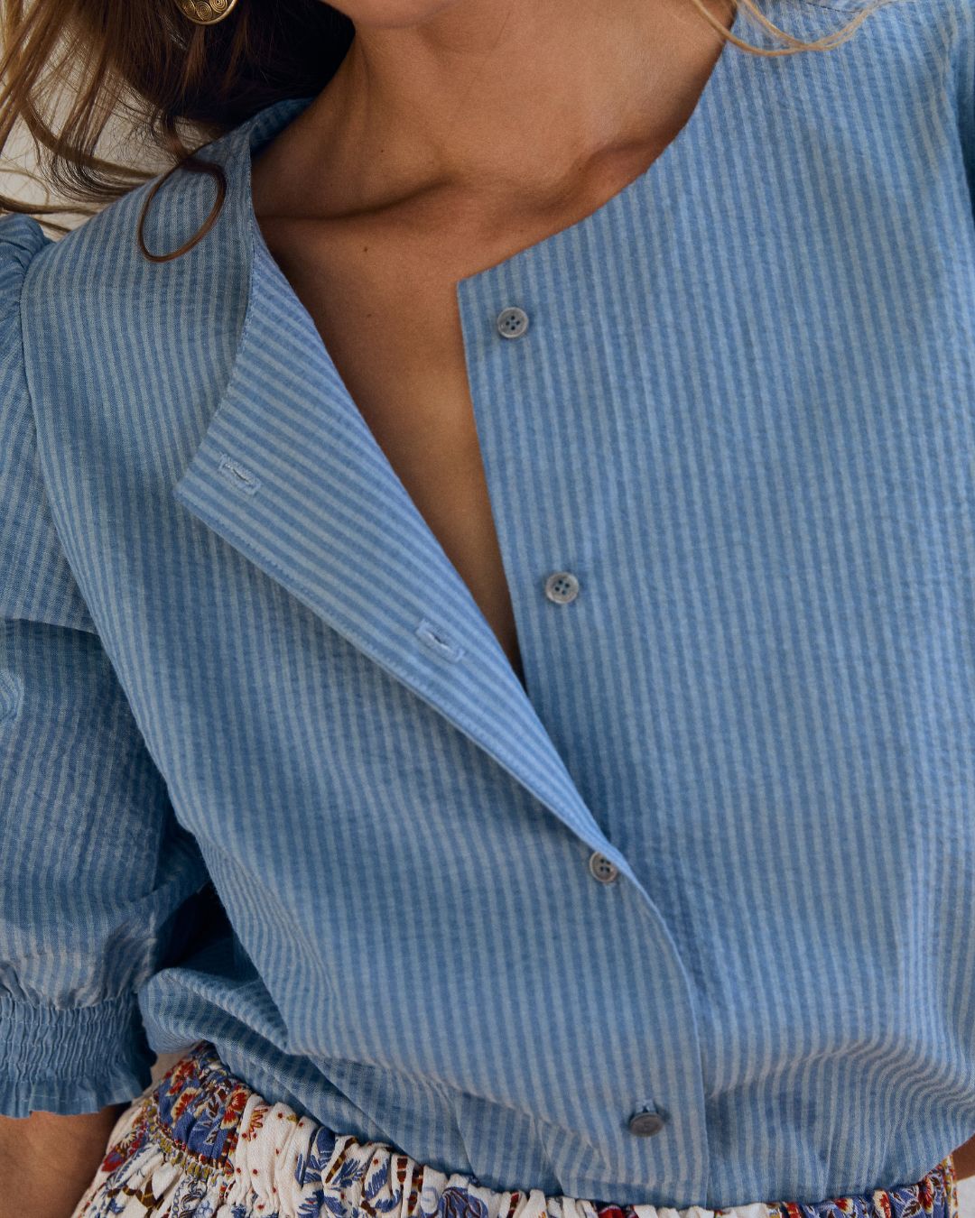 Blusa CLEO Light blue stripes