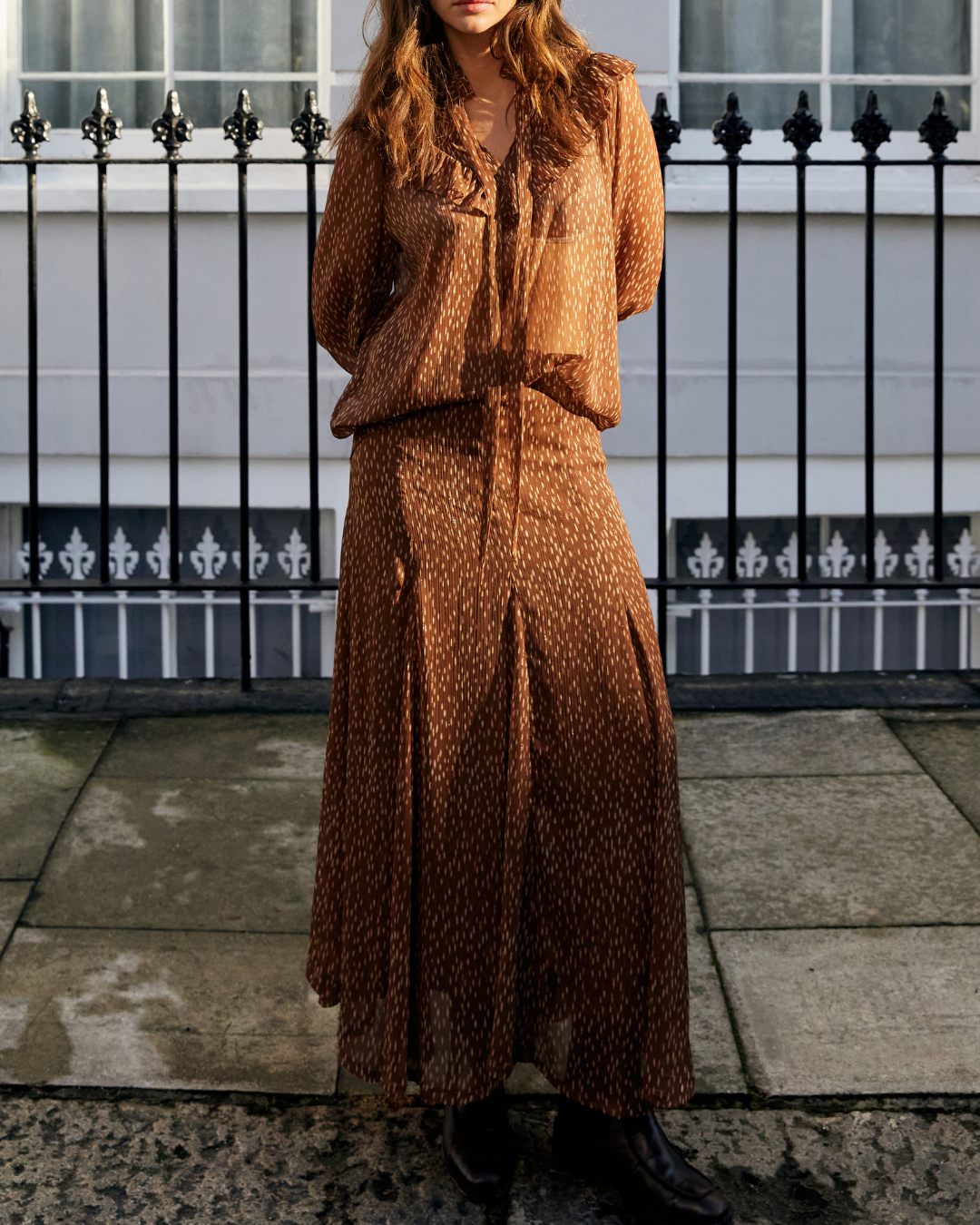 Falda Leslie Camel & White