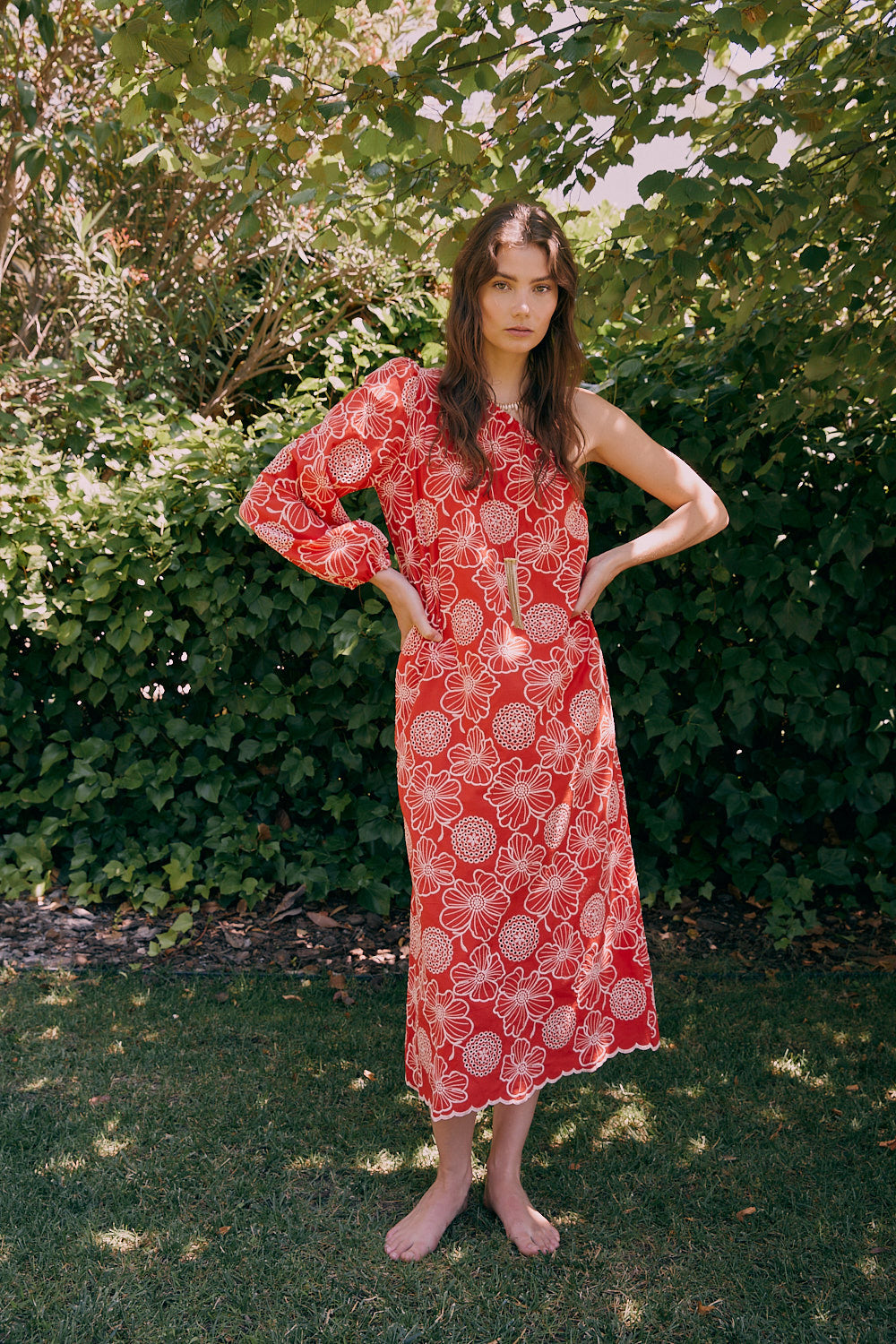 Vestido LEILA bordado rojo