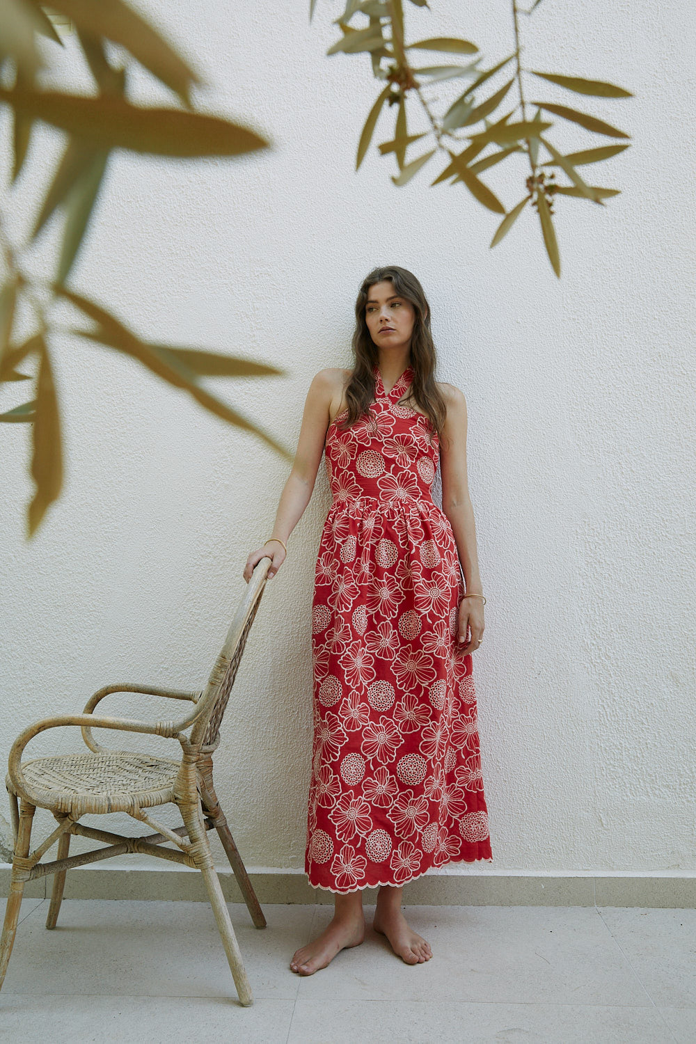 Vestido MARTINA bordado rojo