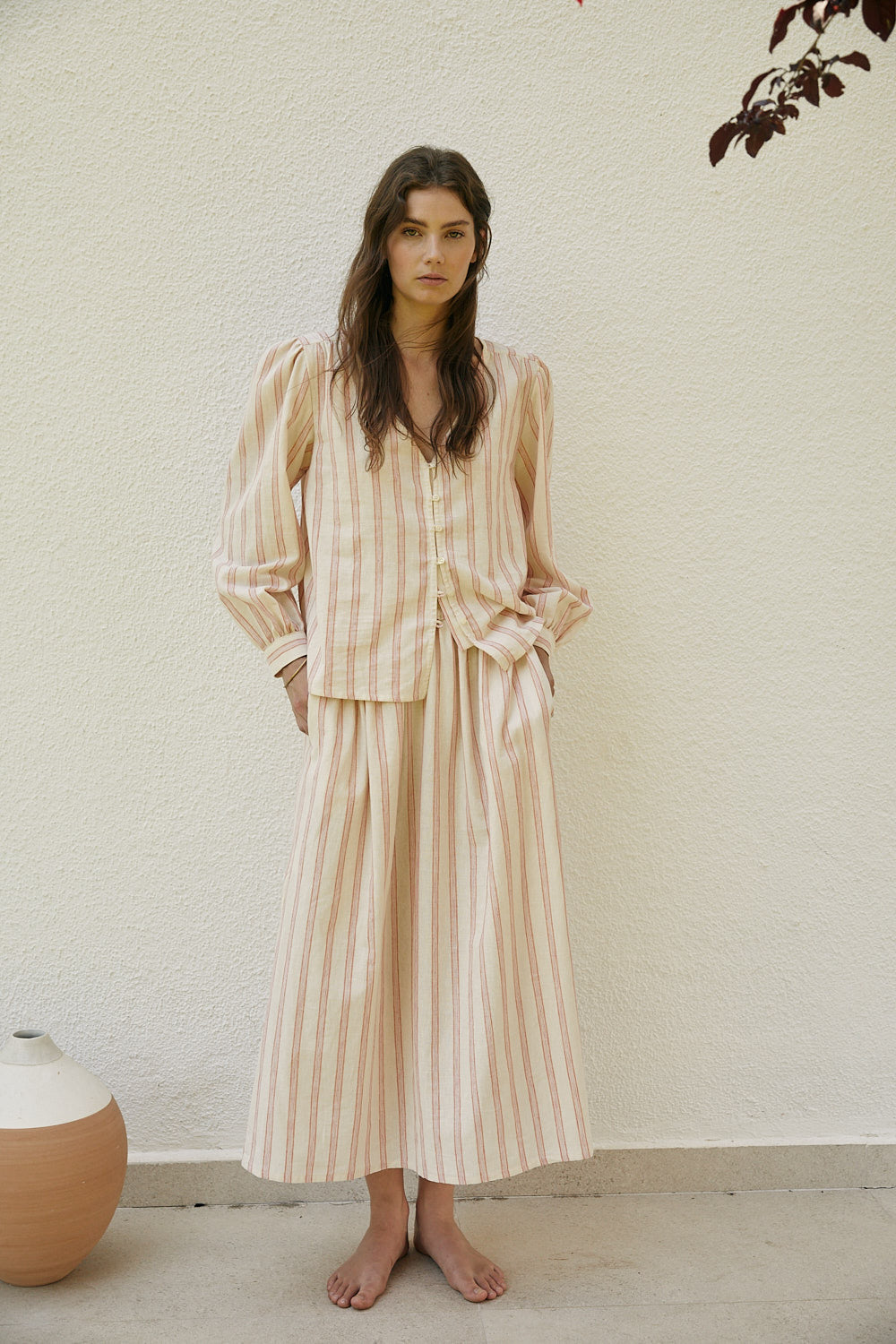 CECILIE skirt with rustic stripes