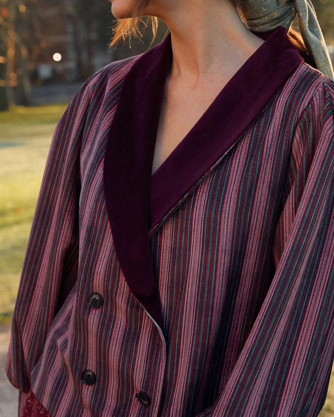 Arabela Garnet Stripes Velvet Jacket
