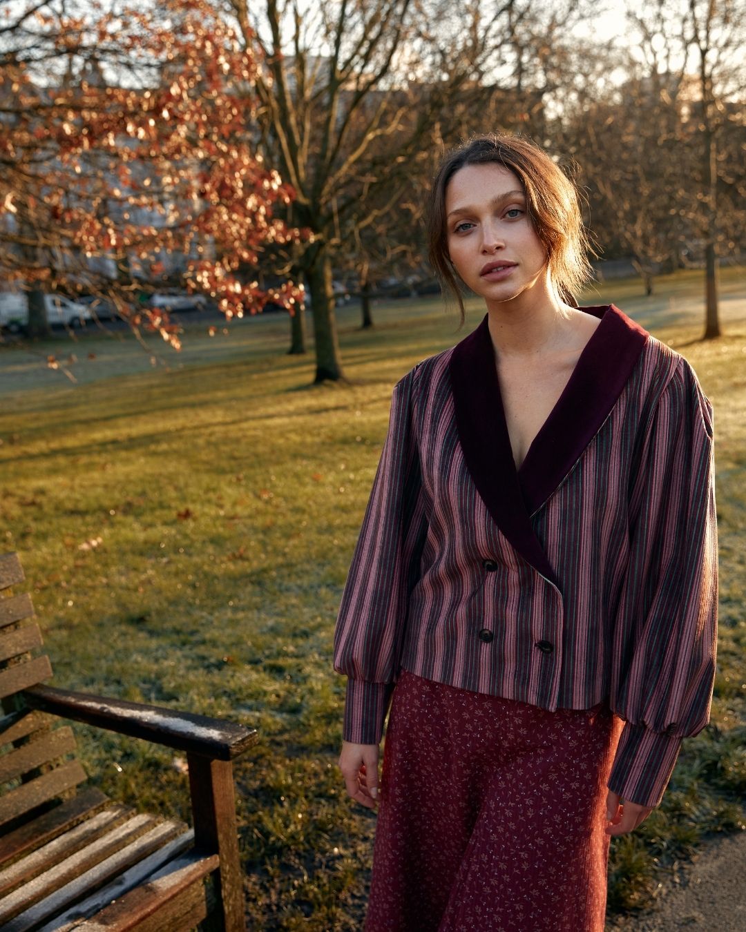 Arabela Garnet Stripes Velvet Jacket
