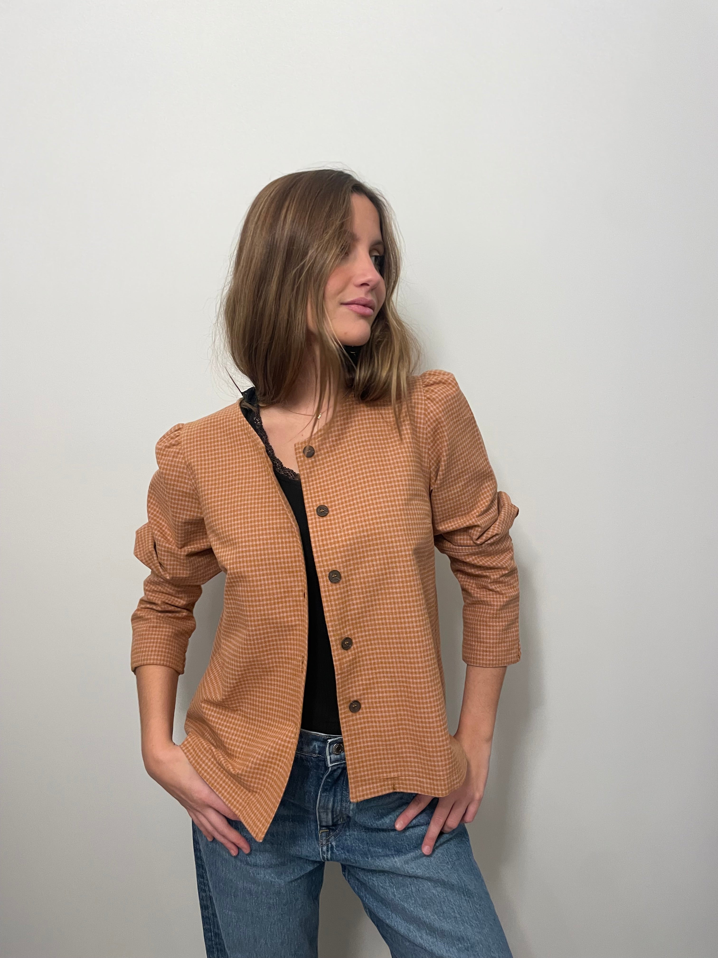 Blusa Luna moustard checks