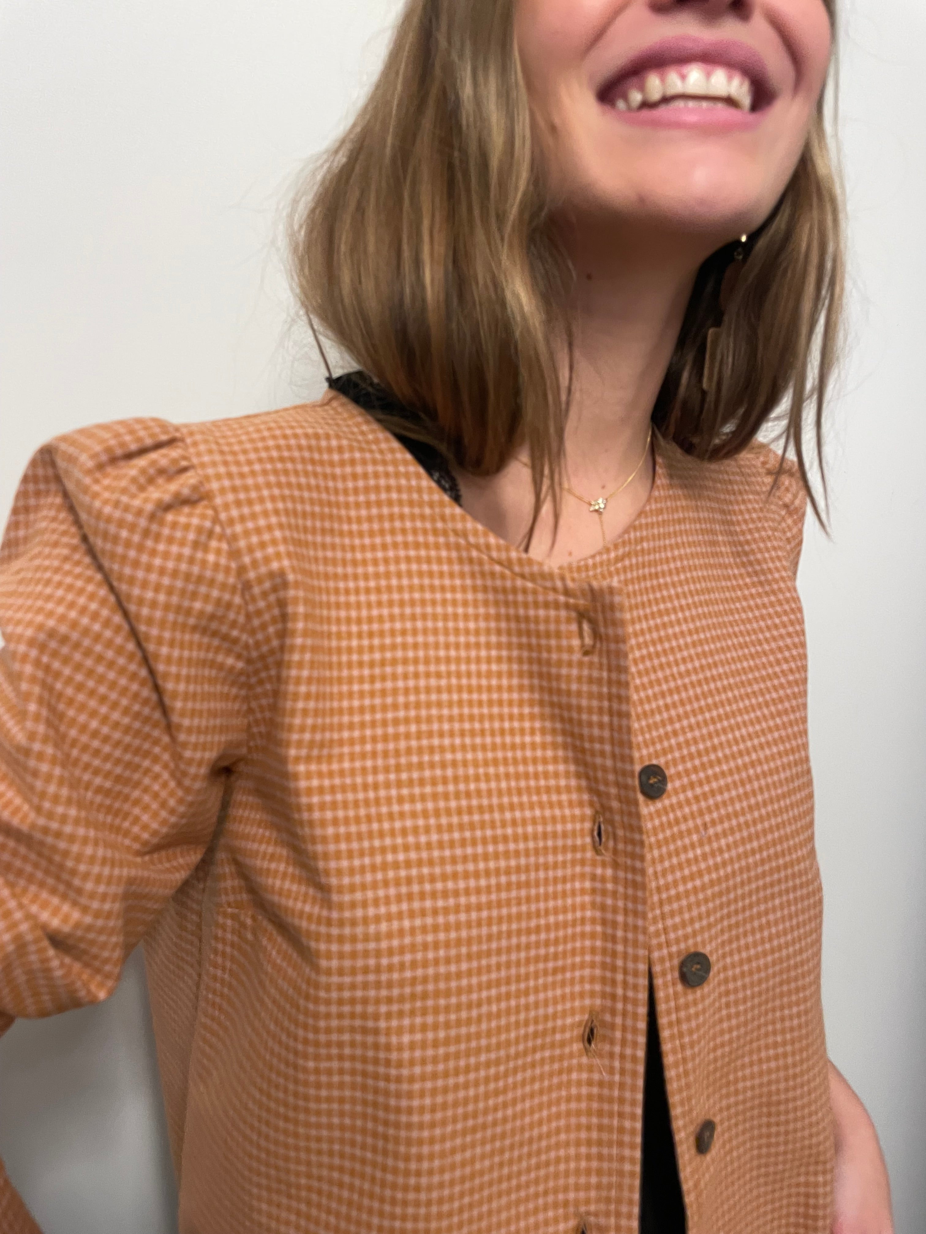 Blusa Luna moustard checks