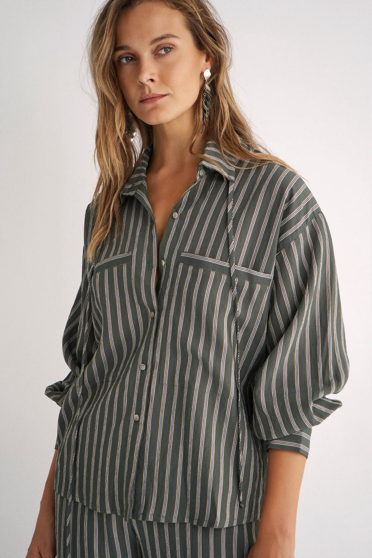 Nina Green stripes blouse
