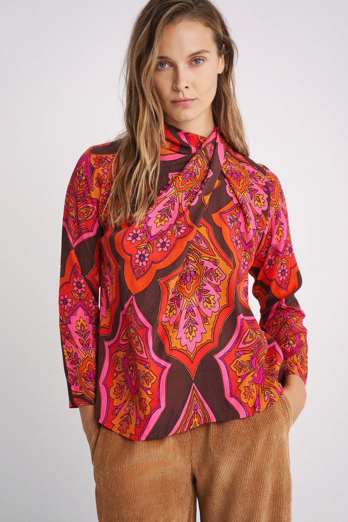 Nora Pink & Orange Motifs Blouse