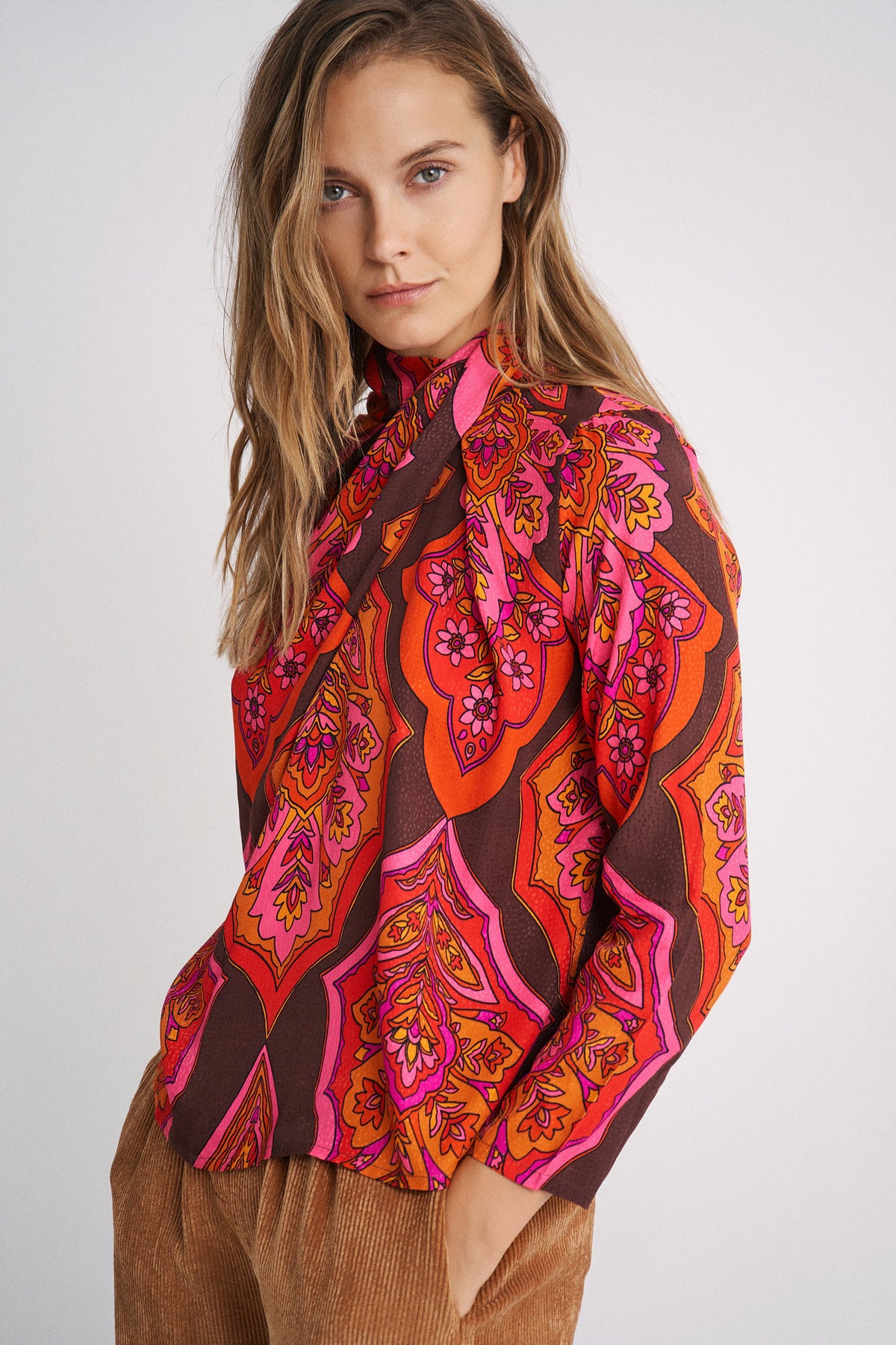 Nora Pink & Orange Motifs Blouse