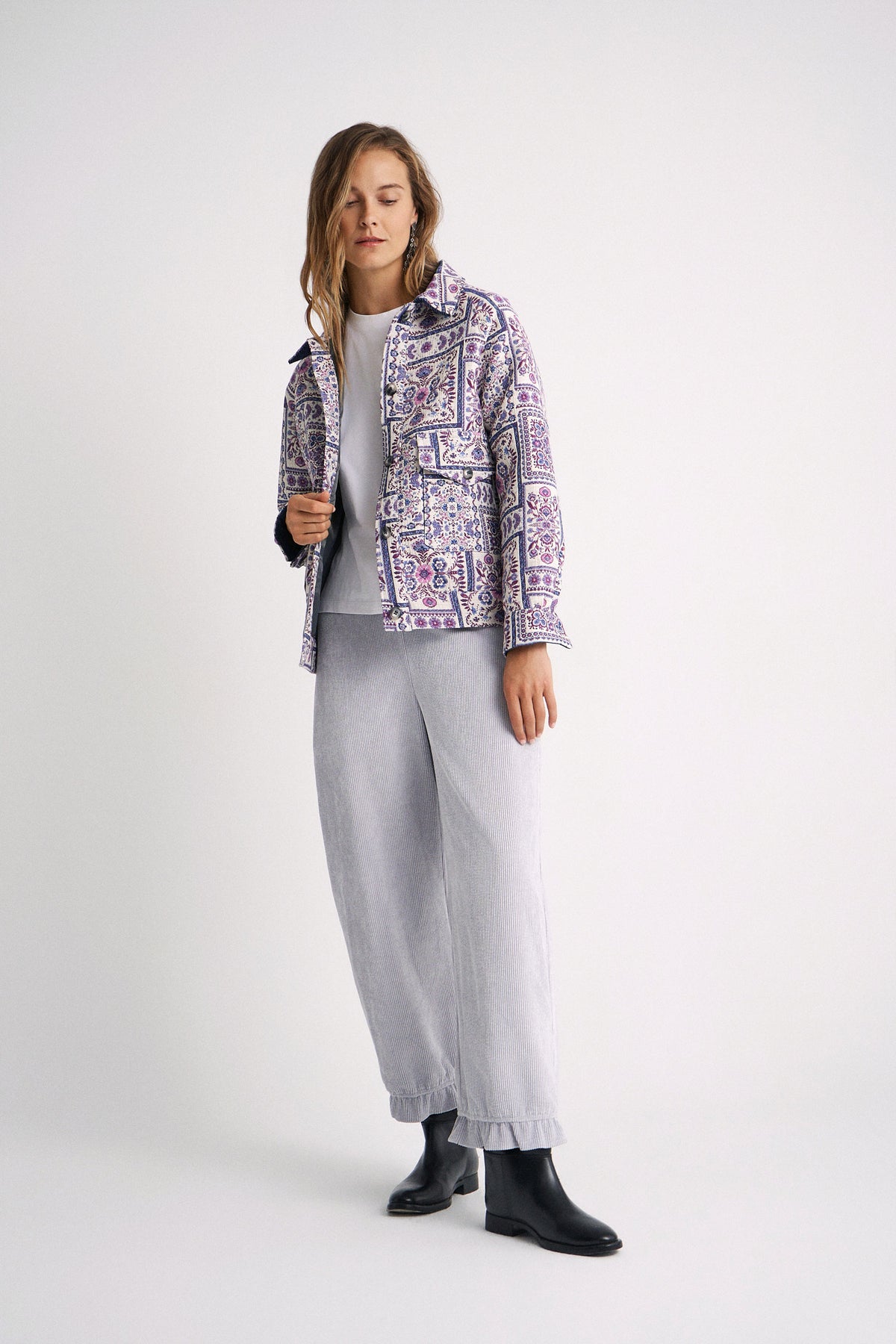 White Tapestry Bomber Jacket