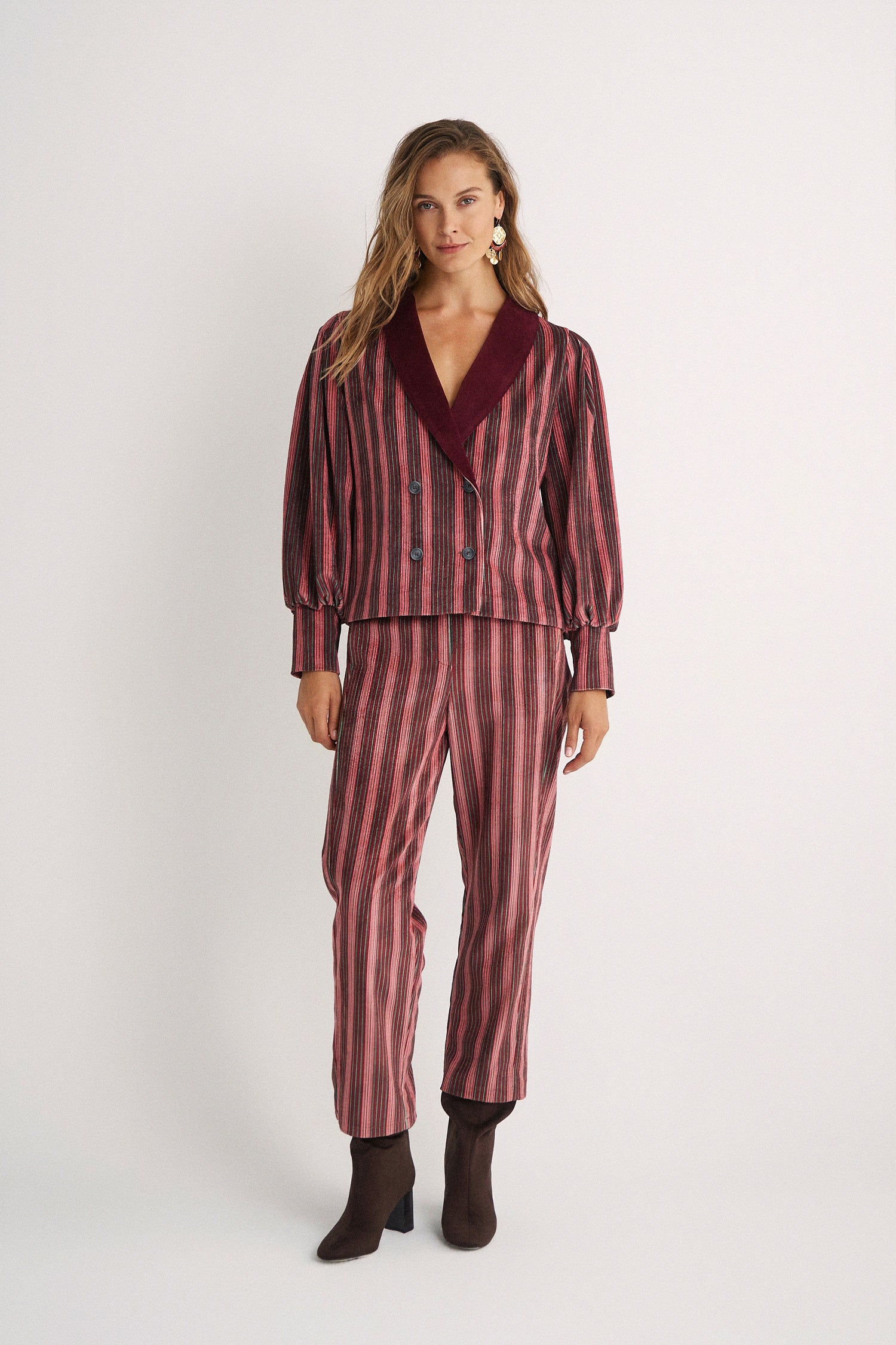 Pantalón Rayan Granate Stripes Velvet