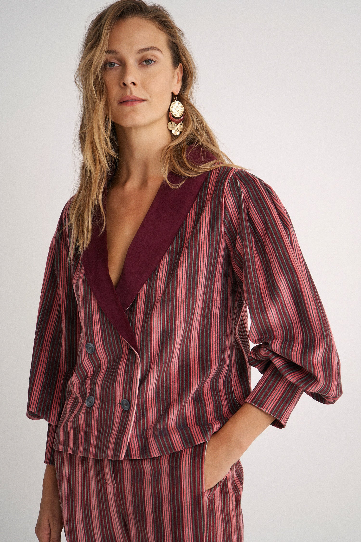 Pantalón Rayan Granate Stripes Velvet
