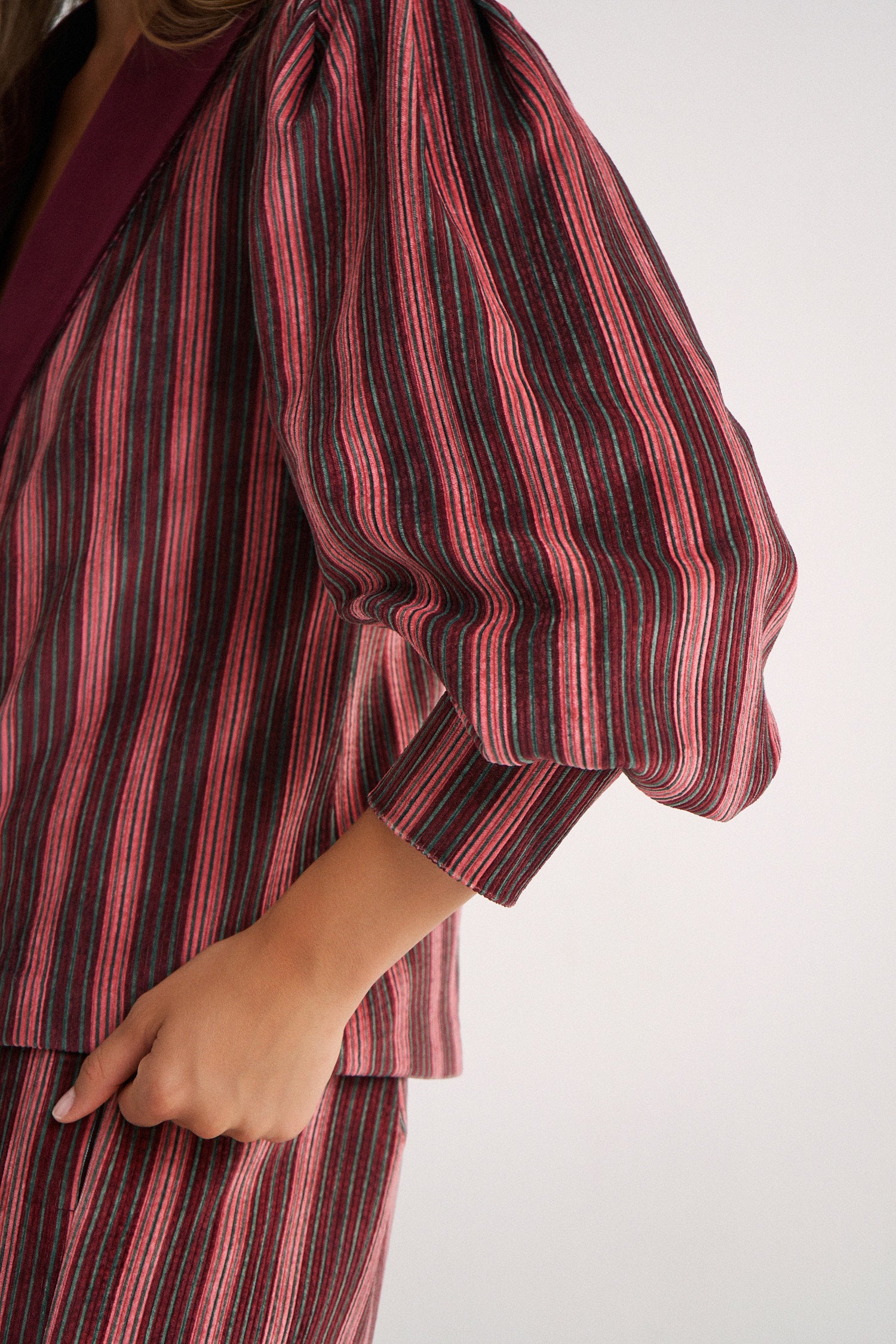 Chaqueta Arabela Granate Stripes Velvet